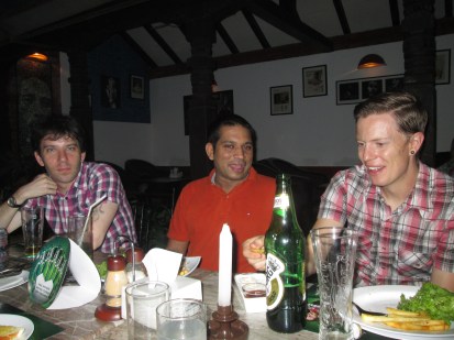 Geoff, Dinesh and Caleb watching the Germany USA World Cup match.