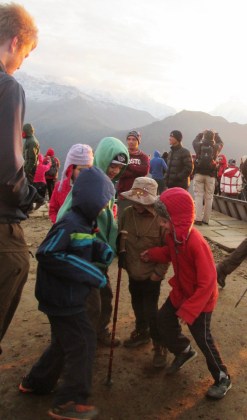 They poked a walking stick into the ground and were playing all sorts of running games -- maybe the unintentional aim was to keep warm!