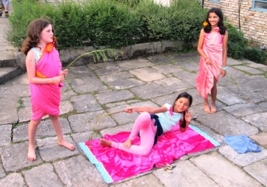 Charlotte, Maya and Janani performing the Jungle Song