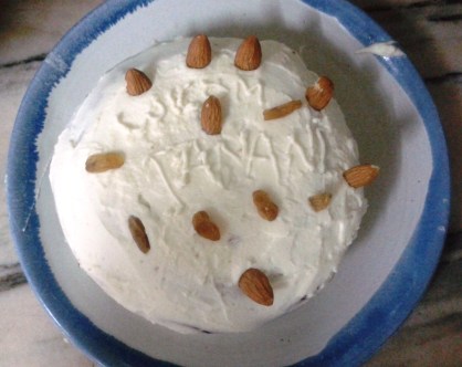 My Didi made me a cake when I came home from the trip!  She doesn't know English well so she sounded out "WELCOME".