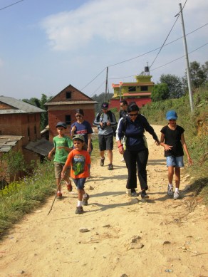 Rural houses, shops, electrical wires -- you see it all scattered along the "trails" deep into the edges of the Kathmandu Valley.