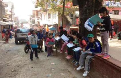 Traffic survey at Budhanilkantha - there were SO many motorcycles!