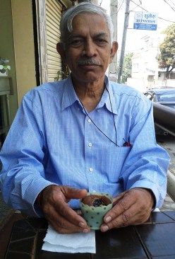 Grabbing a snack at the bakery while roaming the streets of Kathmandu.